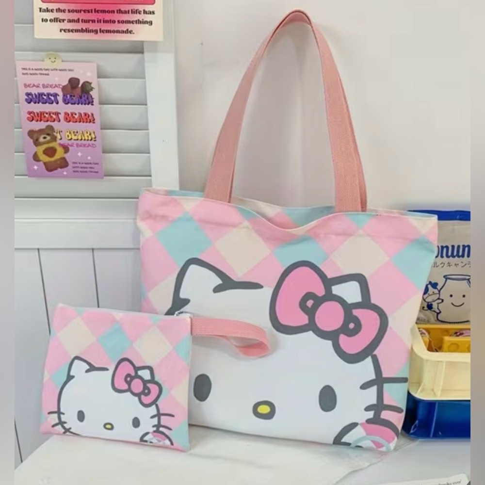 ❤️❤️SANRIO MYSTERY BUNDLE with Hello Kitty zippered Canvas Tote & Pouch